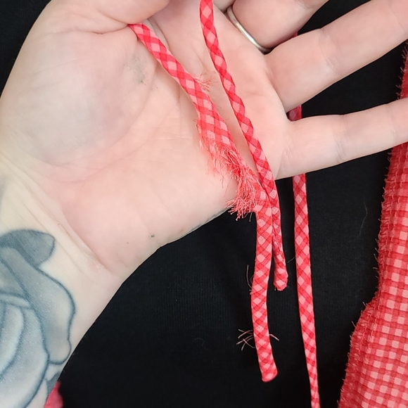 Murano Red Checkered Long Sleeve Short Lingerie Lounge Robe - Picture 10 of 11